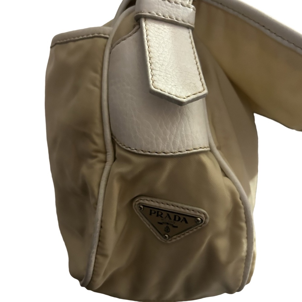 Prada Vintage Tessuto Hobo Bag – Cream Nylon & White Leather - Picture 5 of 5